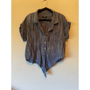 Vintage Striped Blue Button-Up Top Karen Kane
